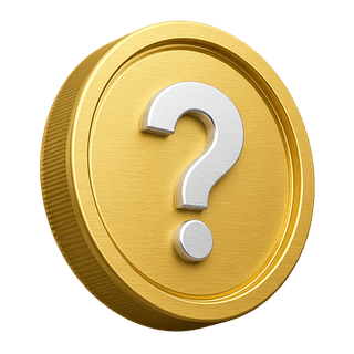 En la página de preguntas frecuentes, moneda de oro 3D con un signo de pregunta como elemento decorativo